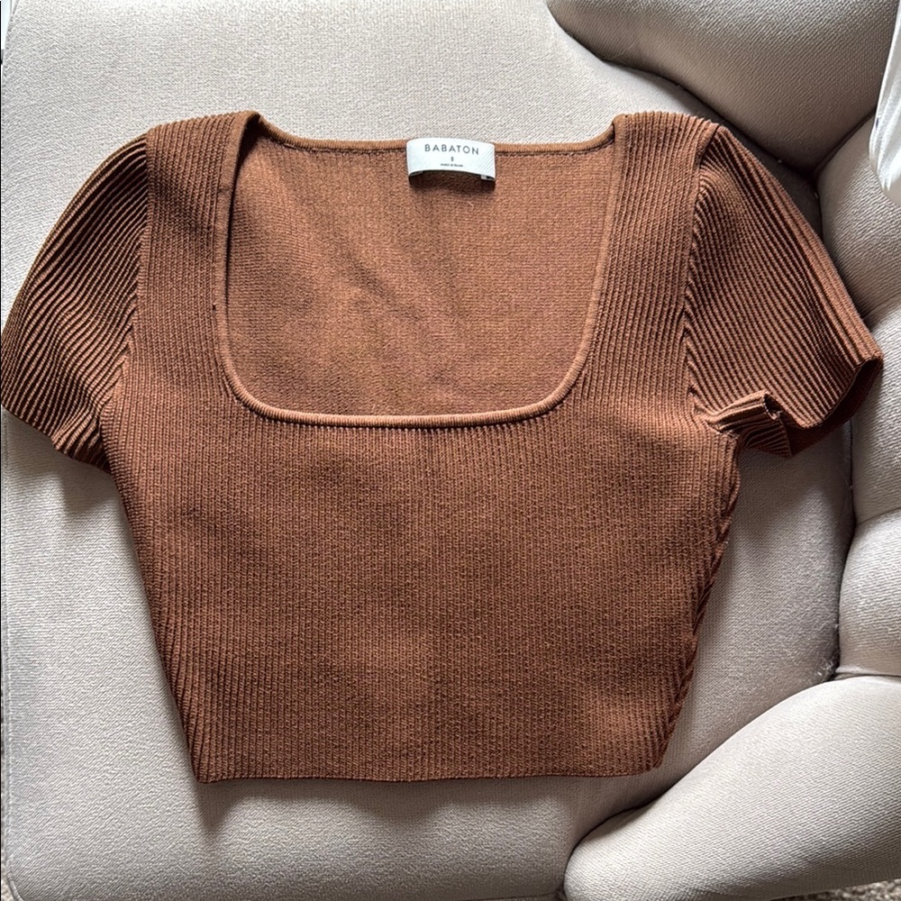 Aritzia Babatom Sculpt Knit Squareneck Top